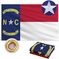 North Carolina Flag 3X5 Ft Outdoor  Double Sided Heavy Duty 210D Oxford Fabric  Embroidered Star & Dates And 4 Rows Stitching Fly Ends With 2 Brass Grommets | State Of North Carolina Nc Flag Home Wall