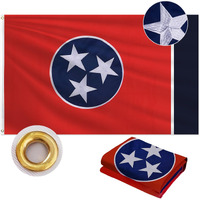Tennessee Flag 3X5 Ft Outdoor  Double Sided Heavy Duty 210D Oxford Fabric  Embroidered Tri-Star Circle And 4 Rows Stitching Fly Ends With 2 Brass Grommets | State Of Tennessee Tn Flag For Indoor Home