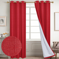 Diraysid 100% Blackout Curtains Red Linen Curtains For Bedroom Grommet Thermal Insulated Room Darkening Drapes (2 Panels  W42 X L84 Inch)
