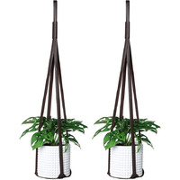 Sdjdhej Plant Hangers Pu Leather 2Pcs Hanging Planters For Indoor And Outdoor For Wall Decor  Modern Minimalist Home Decoration For Plants Lovers Leather Rope (Plant And Pot Not Included) (Coffee)