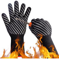 Handlove Bbq Gloves  1472F Aramid Heat Resistant Grilling Gloves  Silicone Non-Slip Oven Gloves  Long Kitchen Gloves For Barbecue  Cooking  Baking  Grill Cut Resistant Gloves  Long Cuff  Small