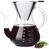 Unbreakable Pour Over Coffee Maker With Double Stainless Filter 8-Cup  Thickened Heat-Resistant Borosilicate Glass Pour Over Coffee Dripper  Stovetop Safe