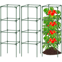 6Pack Tomato Cage  57*15.4*15.4 Inches Garden Tomato Cages Plant Support Square Pole  Heavy Duty Steel Plant Tower Stakes Cherry Tomato Trellis Cucumber For Climbing Vegetables Flowers Fruits-Green