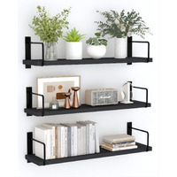 Eallrinec Floating Shelves  24 Inches Easy To Install Wall Mounted Shelves  Wall Shelves Set Of 3  Rustic Wood Shelves For Wall D?Cor  Storage Shelves For Living Room (Black)