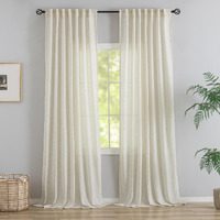 132 Inch Length Linen Curtains For High Ceiling Villa Living Room 2 Panels Set Hanging Back Tab Hooks Pleated Privacy Semi Sheer 11Ft Extra Long Vintage Curtain Drapes For Hote Cream Ivory/Light Beige