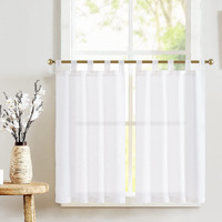 Jinchan Kitchen Curtains 24 Inch Linen Tier Curtains Farmhouse Tab Top Cafe Curtains Small Window Curtains Flax Country Rustic Light Filtering For Bathroom Laundry Room Rv 2 Panels White