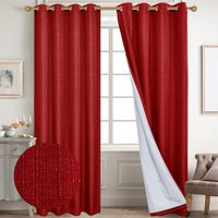 Diraysid 100% Blackout Curtains Red Linen Curtains For Bedroom Grommet Thermal Insulated Room Darkening Drapes (2 Panels  W52 X L95 Inch)