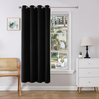 Joydeco Blackout Curtains 72 Inches Long  Black Blackout Curtains 72 Inch Length 1 Panel Set For Bedroom  Room Darkening Curtains & Drapes For Living Room (Black  W52 X L72 Inch)