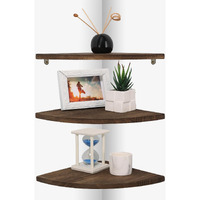 Joiishom Shelves 3  Rustic Wood Corner Wall Mount  10X10X0.7 Inches  42 Pounds Capacity