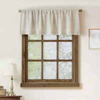 2 Pack Faux Linen Valance For Windows Kitchen Living Room Valances Rod Pocket Farmhouse Country Rustic Bathroom Small Window Treatment (54X15 Inch  Natural)
