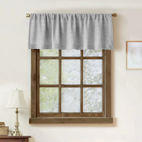 Faux Linen Valance For Windows Kitchen Living Room Valances Rod Pocket Farmhouse Country Rustic Bathroom Small Window Treatment (54X15 Inch  Grey)