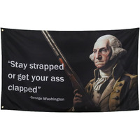 Zkflager Washington Stay Strapped Or Get Clapped Flag Cool Funny Flags For Room Guys Quote Meme Flags Banner 3X5 Feet College Dorm Bedroom Wall Man Cave Frat Black Background