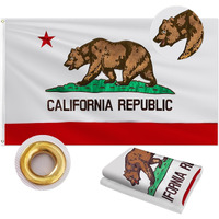 California Flag 3X5 Ft Outdoor  Double Sided Heavy Duty 210D Oxford Fabric  Embroidered Bear & Star And 4 Rows Stitching Fly Ends With 2 Brass Grommets | State Of California Republic Ca Flag