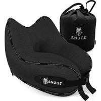 Snugl Neck Travel Pillow - Memory Foam Airplane Pillow - Flight Pillow | Neck Support Travel Pillow With Carry Bag & Clip | Neck Pillows For Sleeping Travel Plane | Flying Travel Essentials - Black