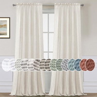 H.Versailtex Natural Linen Rod Pocket Curtains 84 Inch Length For Living Room 2 Panel Pocket Drape Semi Sheer Neutral Country Rustic Farmhouse Boho Curtain Bedroom Light Filtering  Heathered Natural
