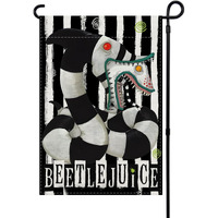 Linen Scary Creepy Halloween Garden Flag 12X18 Inch Double Sided Classic Movie Role Beetlejuice Halloween Birthday Party Decorations And Supplies For Home