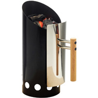 Joyagrill Charcoal Chimney Starter Double Enameled Large Capacity Chimney Starter  Chimney Starter For Charcoal Grill With Heat Shield & Wood Handle Great Heat Insulation And Easy Grip