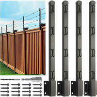 Epcee Fence Post Extender  23.5"" Fence Barbed Wire Extend Arm For Outdoor Fences To Increase Height  Protect Privacy And Pets Jumping Off (Wooden Wall-4 Pack)