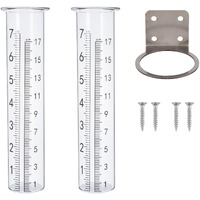 Sedmoon 7"" Capacity Rain Gauge Glass Replacement Tube With Stainless Steel Fence Mounting Bracket For Yard Garden Outdoor Home  Lip Design (2)