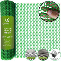 Queenbird Upgraded Plastic Chicken Wire Fence Mesh - 15.7In X 10Ft- Black/Green/White Colors - Hexagonal Fencing For Gardening - Poultry Netting  Floral Netting  Plastic Chicken Wire Mesh Roll (Green)