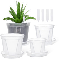 Barafat 16 Pcs Plastic Pots For Plants  4/5/6/7 Inch Clear Nursery Pots With Drainage Holes And Saucers  Planter Pots For Indoor Outdoor Transplant And Seedlings Starter Plants  100 Pcs Plant Labels