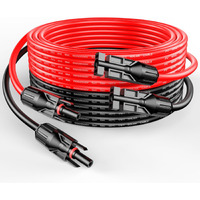 Rich Solar 10 Gauge 10Awg One Pair 20 Feet Red + 20 Feet Black Solar Panel Extension Cable Wire With Female And Male Connectors(20Ft 10Awg)
