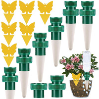 Grembeb?Upgrade? Self Watering Planter Insert 6 Plant Spikes Device Ceramic Stakes + 6 Garden Papers Automatic Drip Irrigation Flower Waterer System For Vacation Outdoor Indoor Home Houseplant Use