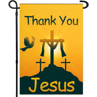 Thank You Jesus Garden Flag 12X18 Inch Double Sided 3Ply Fabric Thank You Jesus Yard Sign Christ Garden Flag For Outdoor Indoor House Yard Easter Day Decor
