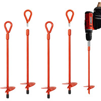 Maxccino 4 Pack 15"" Ground Anchors Screw In With Drill  Heavy Duty 3"" Wide Helix Spiral Earth Anchors For Camping  Tents  Sheds  Swing Sets  Car Ports  Canopies  Shelters  High Wind Trampoline Anchors