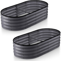 Galvanized Raised Garden Beds Outdoor // 4?2?1 Ft (2-Pack) Planter Raised Beds For Gardening  Vegetables  Flowers // Large Metal Garden Box (Gray) // Patent Pending Tool-Free Assembly