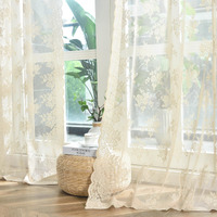 Kotile Beige Sheer Curtains 96 Inche Long For Living Room  2 Panels Country Rustic Floral Retro Cream Lace Curtains For Bedroom  Rod Pocket Privacy Light Filtering Window Curtain Drapes 8Ft  52X96 In