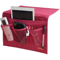 Duomiw Bedside Storage Organizer  Bedside Caddy  Table Cabinet Storage Organizer  Tv Remote Control  Phones  Magazines  Tablets  Accessories (Red)