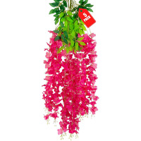5 Pack Fuchsia Wisteria Hanging Flowers  Fuchsia 3.77 Ft Fake Hanging Flowers  Fuchsia Artificial Wisteria Garland  Fuchsia Wisteria Flower Vines  Fuchsia Wisteria Garland For Backdrop Wedding Decor