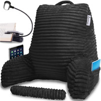 Homie Reading Pillow With Reading Light And Wrist Support  Has Arm Rests  And Back Support For Bed Rest  Lounging  Reading  Working On Laptop  Watching Tv (Black)