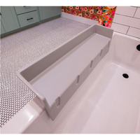 Tub Topper Bathtub Splash Guard Play Shelf Area - Toy Tray Caddy Holder Storage - Suction Cups Attach To Bath Tub - No Mess Water Spill In Bathroom - Fun For Toddlers Kids Baby (Gray)