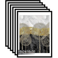Fxojyvo 18X24 Picture Frame Set Of 6  Display Poster 16X20 With Mat Or 18 X 24 Without Mat  Light Weight And High Transparent 18 By 24 Frame For Wall - 6 Pack/Black/18 X24