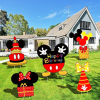 5Pcs Mickey Birthday Party Supplies For Mouse Large Cartoon Mickey Yard Lawn Sign Birthday Decorations Kids Birthday Party Decorations