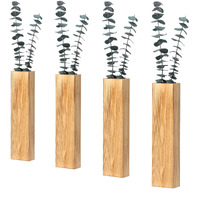 Wood Wall Planter 4 Pack Wall Decor For Artificial Flower Plants Wooden Plants Holders Wall Plant Pocket Vase Hanging For Living Room Bedroom Dining Room Bathroom Indoor Decroation (Light Brown)