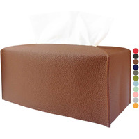 Rectangle Tissue Box Cover Brown - Normal Size Leather Rectangular Tissue Box Cover [Jesmini] Faux Leather Tissue Box Holder Long For Normal Rectangular Facial Tissue Box