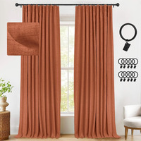 Inovaday Thermal Sliding Door Curtains 100% Blackout Extra Wide Patio Door Curtains Linen Textured Farmhouse Sliding Glass Door Curtain Drapes (1 Panel  W100 X L84  Burnt Orange)