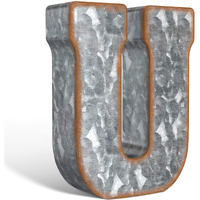 Craftycrocodile 7"" Galvanized Metal Letters For Wall Decor - 3D Letter U For Hanging & Freestanding - Unique Blend Of Rustic  Vintage  Western  Industrial Styles