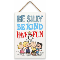 Open Road Brands Peanuts Gang Be Silly Be Kind Have Fun Hanging Wood Wall Decor - Adorable Snoopy Sign For Kids' Bedroom Or Classroom
