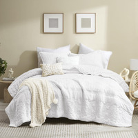 Boho White Quilt California Cal King Size Bedding Set With Pillow Sham  Oversized Lightweight Soft Bedspread Coverlet  Quilted Blanket Thin Comforter Bed Cover For All Season  3 Pieces  118X106 Inches