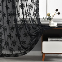 Kotile Extra Long Black Lace Curtains 120 Inches Long  2 Panels Country Floral Retro Goth Black Sheer Curtains For Living Room Rod Pocket Light Filtering Privacy Window Curtain Drapes  52 X 120 Inch