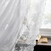 Kotile White Lace Curtains 102 Inches Long For Living Room  2 Panels Country Rustic Floral Vintage Sheer Lace Curtains For Bedroom  Rod Pocket Privacy Light Filtering Sheer Curtains  52 X 102 Inch