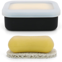 Aimaiaimai Enhanced Leak Proof Travel Soap Box  Compact Silicone Travel Soap Dish With Drainage Pad  Shampoo Bar Travel Case For Travelling  Camping  Gym And Dormitory (Black)