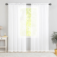 Karseteli Semi Voile White Sheer Curtains 84 Inches Long 2 Panels Rod Pocket Window Treatment For Living Room Bedroom Dining Room(White 42"" W X 84"" L)