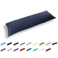 Taoson 100% Cotton 300 Thread Count Envelope Style Body Pillow Cover Long Pillowcase Pillow Protector Cushion Cover Non Zippered 20""X48"" Fits 21 X 48 Navy Blue Solid