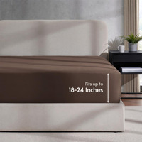Nestl Extra Deep Pocket King Fitted Sheet  Brown Fitted Sheet King Size  1800 Microfiber King Fitted Sheet Only  Ultra Soft King Bed Fitted Sheet Fits Up To 24 Inch Mattress - King Size Fitted Sheets