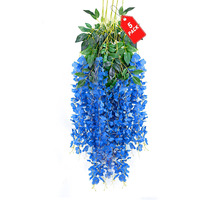 5 Pack Royal Blue Wisteria Hanging Flowers  Royal Blue 3.77 Ft Fake Hanging Flowers  Royal Blue Artificial Wisteria Garland  Royal Blue Wisteria Flower Vines  Wisteria Flowers Decor  Wisteria Backdrop